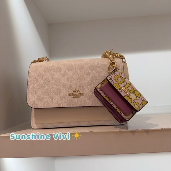 NWT Coach Mini Klare Bag Charm With Blocked Floral Print CBL32 Im/Lilac Multi - Picture 6 of 8